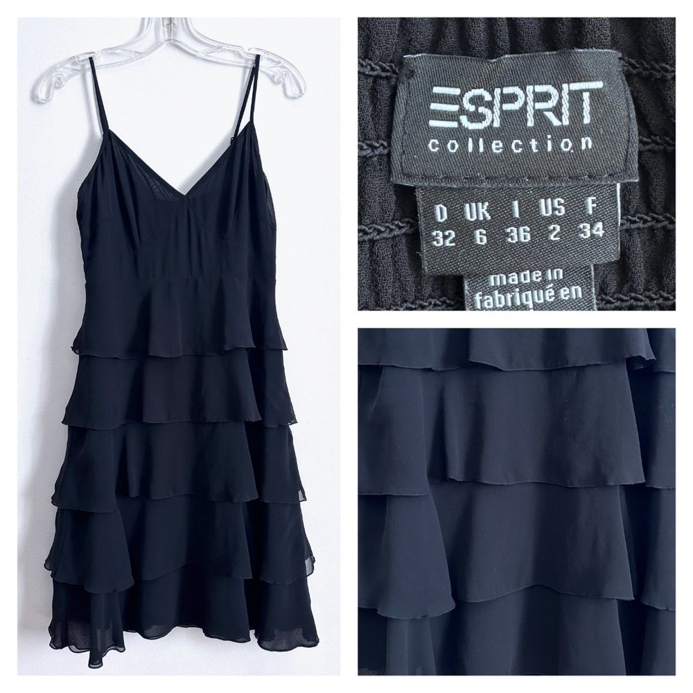 Esprit Collection Black Lined 100% polyester Layered Dress - US 2